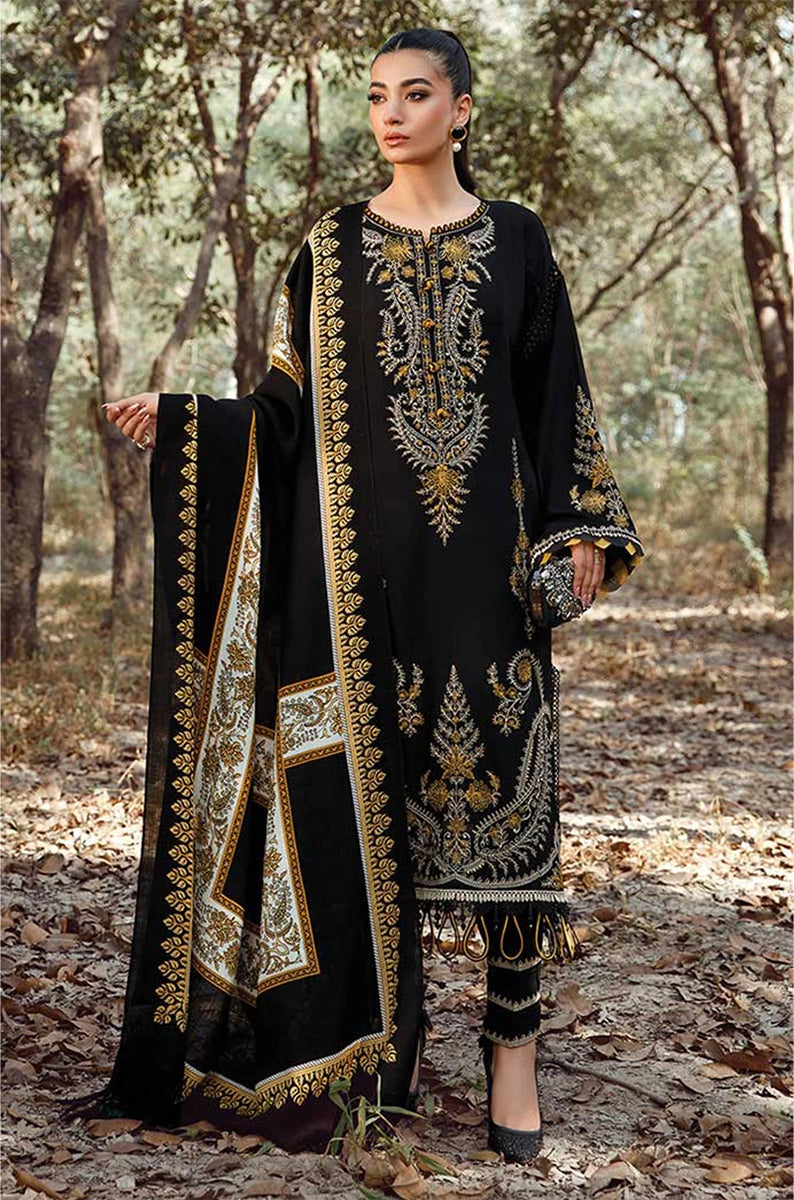 MARIA B- 3PC DHANAK EMBROIDERED MI-W174B