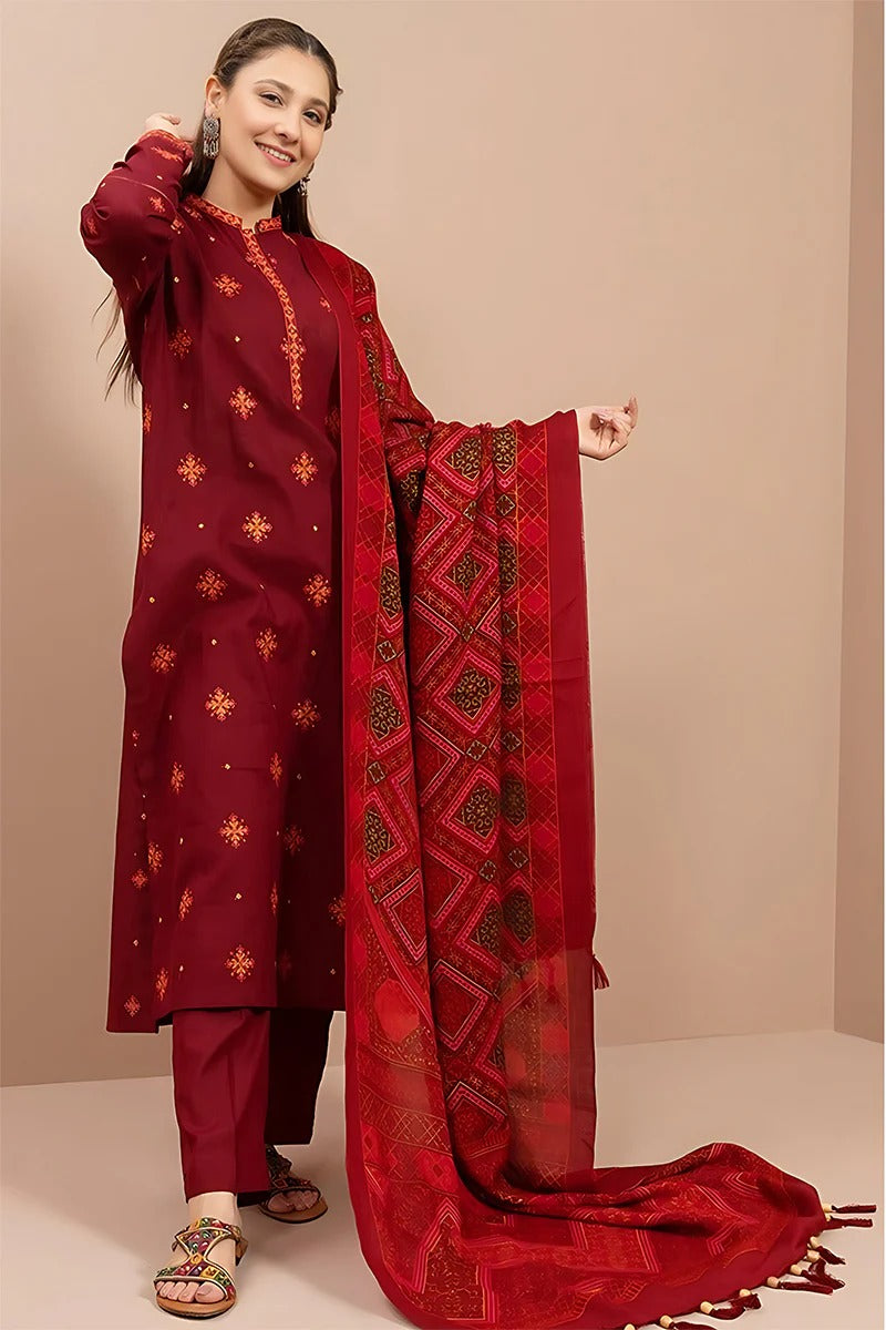 KAYSERIA - 3PC DHANAK EMBROIDERED MI-W68