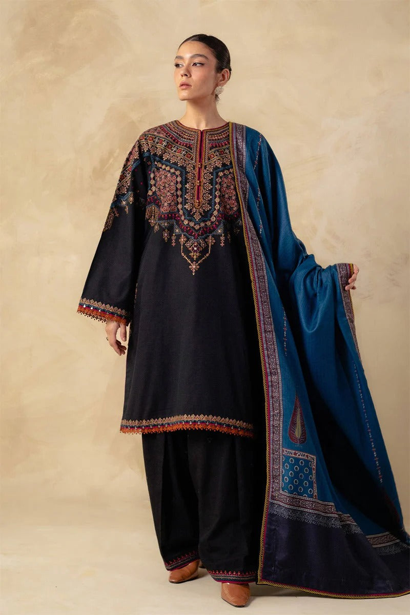 ZARA SHAH JAHAN - 3PC DHANAK EMBROIDERED MI-W143
