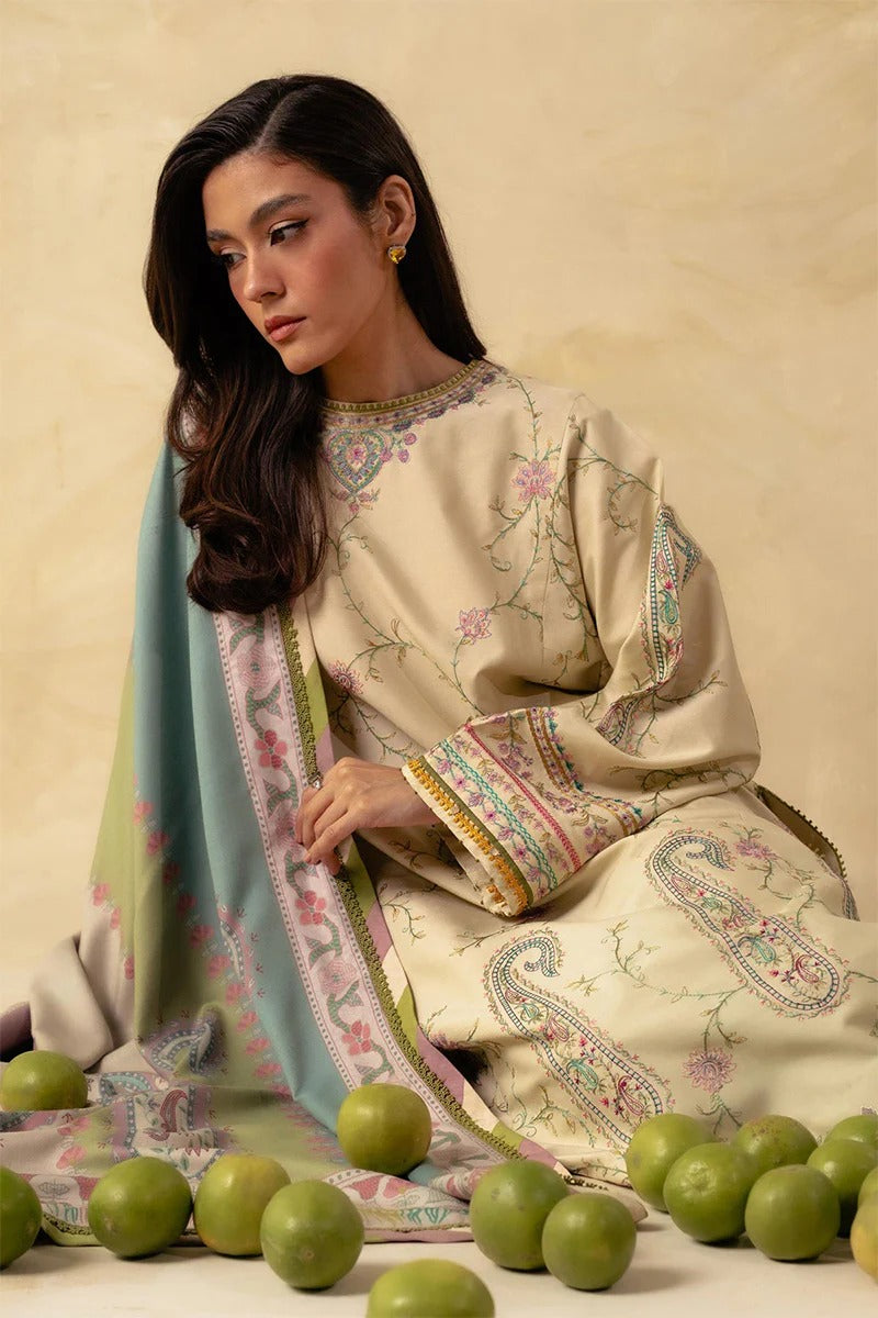ZARA SHAH JAHAN - 3PC DHANAK EMBROIDERED MI-W81