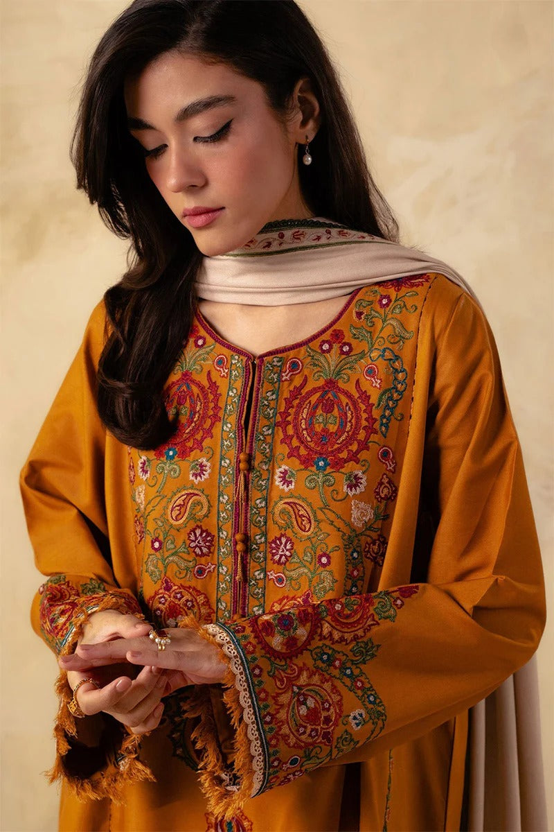 ZARA SHAHJAHAN - 3PC DHANAK EMBROIDERED MI-W78M