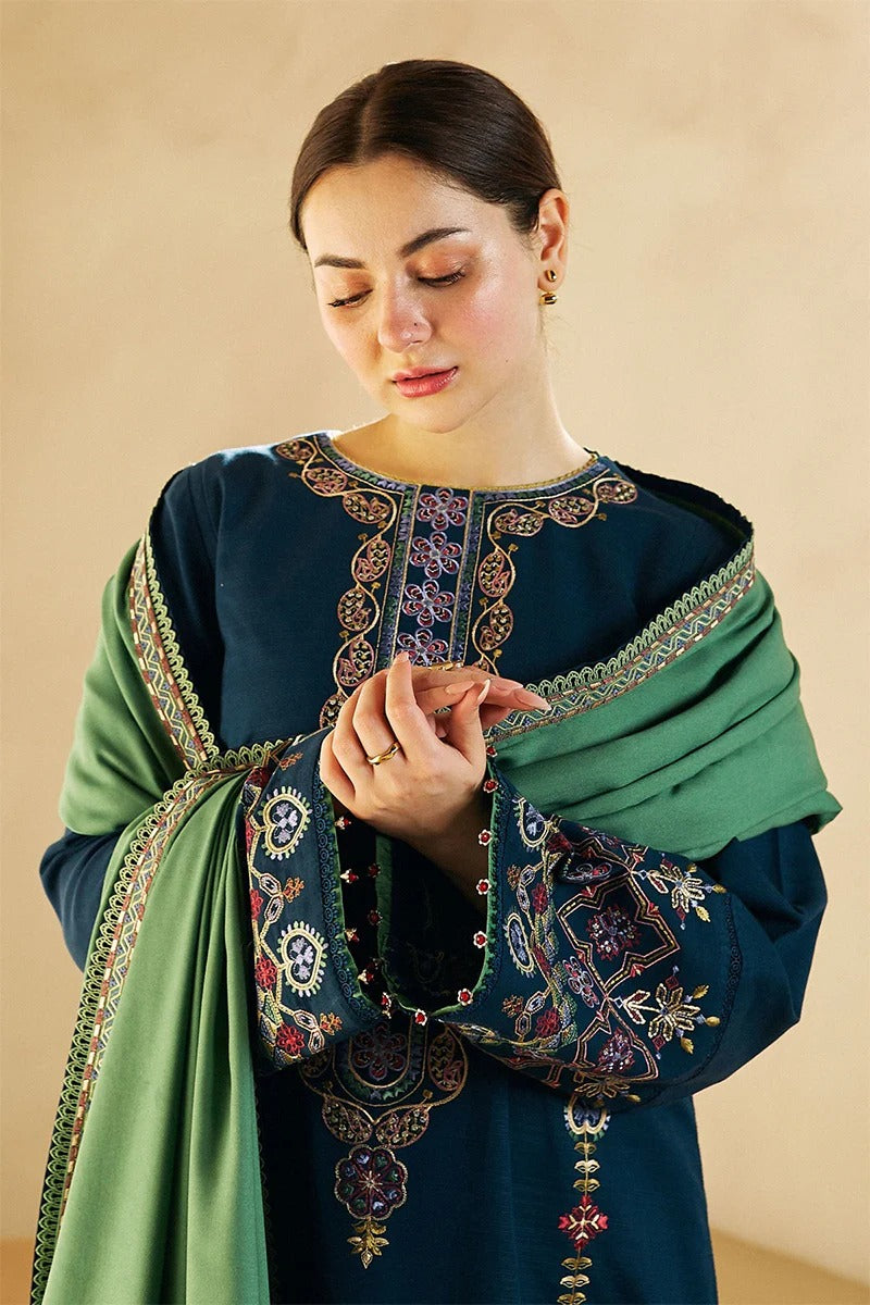 ZARA SHAHJAHAN - 3PC DHANAK EMBROIDERED MI-W77