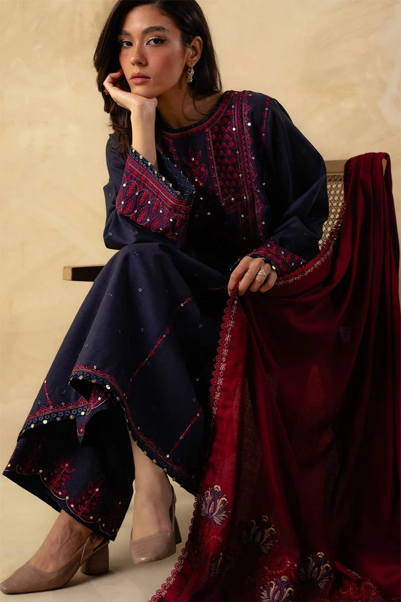 ZARA SHAH JAHAN - 3PC DHANAK EMBROIDERED MI-W80B