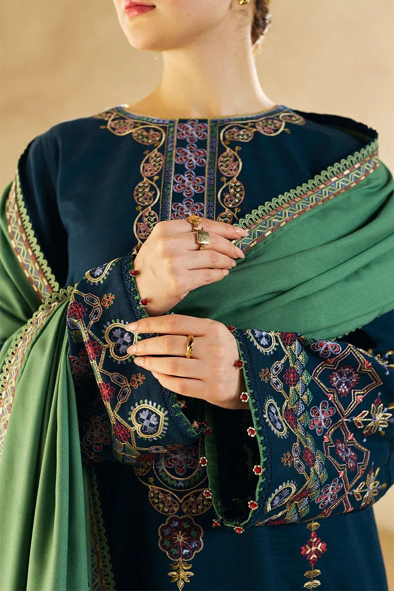ZARA SHAHJAHAN - 3PC DHANAK EMBROIDERED MI-W77