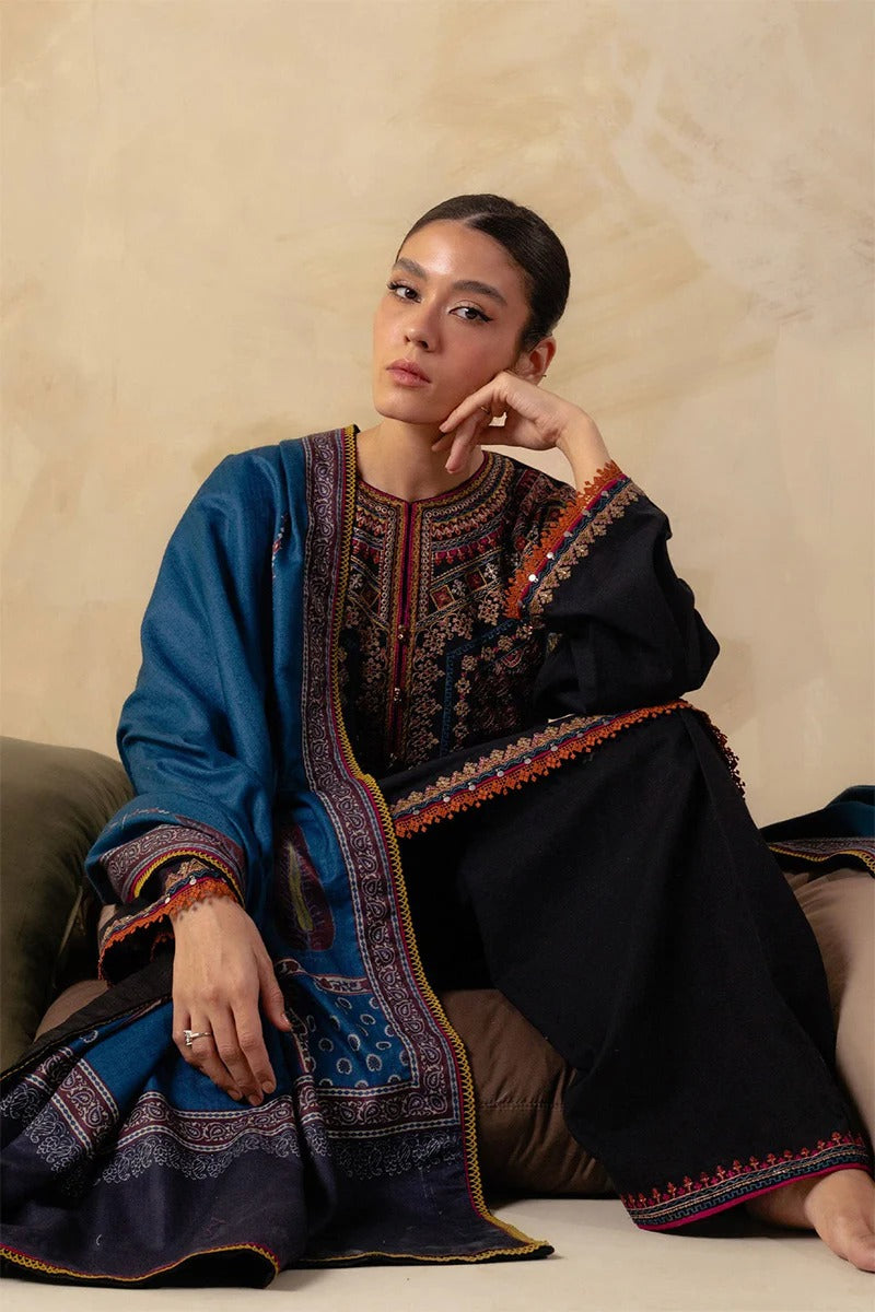 ZARA SHAH JAHAN - 3PC DHANAK EMBROIDERED MI-W143