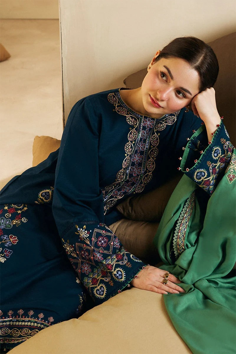 ZARA SHAHJAHAN - 3PC DHANAK EMBROIDERED MI-W77
